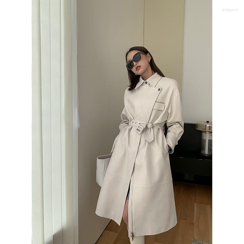 Women' Leather Longue Femme Veste Women' Genuine Coat Trench Belt Zipper Stylish Feminina Sheepskin Black/Milk White Waist Slim Casaco
Women' Leather Longue Femme Veste Women' Genuine Coat Trench Belt Zipper Stylish Feminina Sheepskin Black/Milk White Waist Slim Casaco