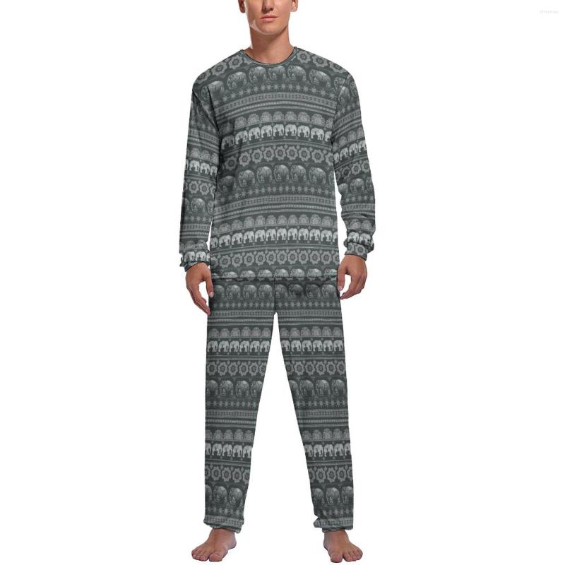 Men' Sleepwear Boho Elephant Pajamas Man Retro Animal Print Warm Nightwear Winter Long Sleeves Two Piece Casual Custom Pajama Sets, Style-2
Men' Sleepwear Boho Elephant Pajamas Man Retro Animal Print Warm Nightwear Winter Long Sleeves Two Piece Casual Custom Pajama Sets, Style-2