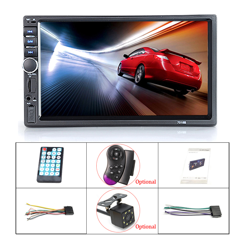Car Radio Bluetooth Stereo Receiver 7" Touch Screen Stereo FM Audio MP5 Player SD USB With / Without Camera HD