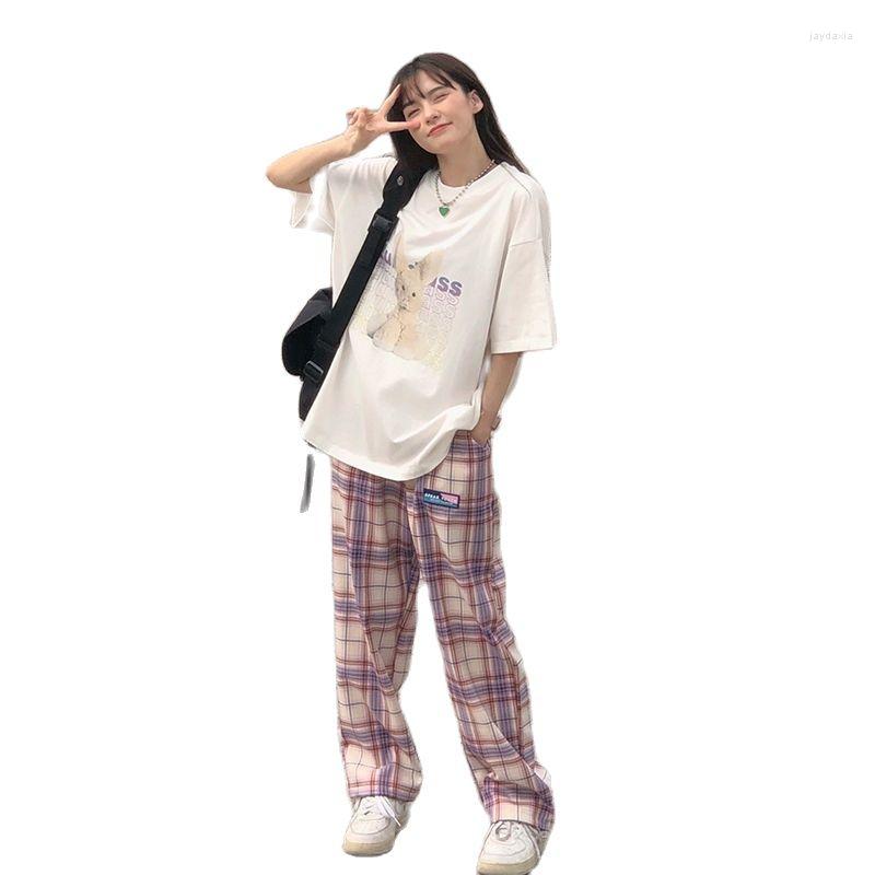 Women' Two Piece Pants Fashion 2 Sets Womens Outfits Summer 2022 Short-Sleeved T-Shirt Sports And Leisure Plaid Wide-Leg Suit Trend, Pink suit
Women' Two Piece Pants Fashion 2 Sets Womens Outfits Summer 2022 Short-Sleeved T-Shirt Sports And Leisure Plaid Wide-Leg Suit Trend, Pink suit