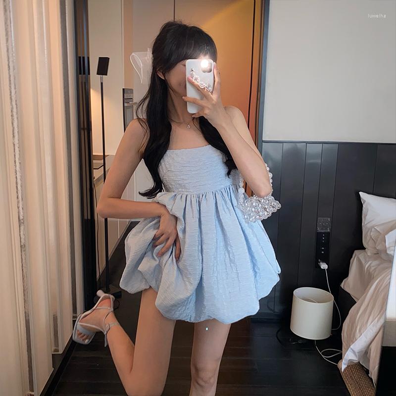 Casual Dresses Sexy Spaghetti Strap Dress Women Loose Backless Design Strapless Party 2022 Summer One Piece Korean Evening, Blue
Casual Dresses Sexy Spaghetti Strap Dress Women Loose Backless Design Strapless Party 2022 Summer One Piece Korean Evening, Blue