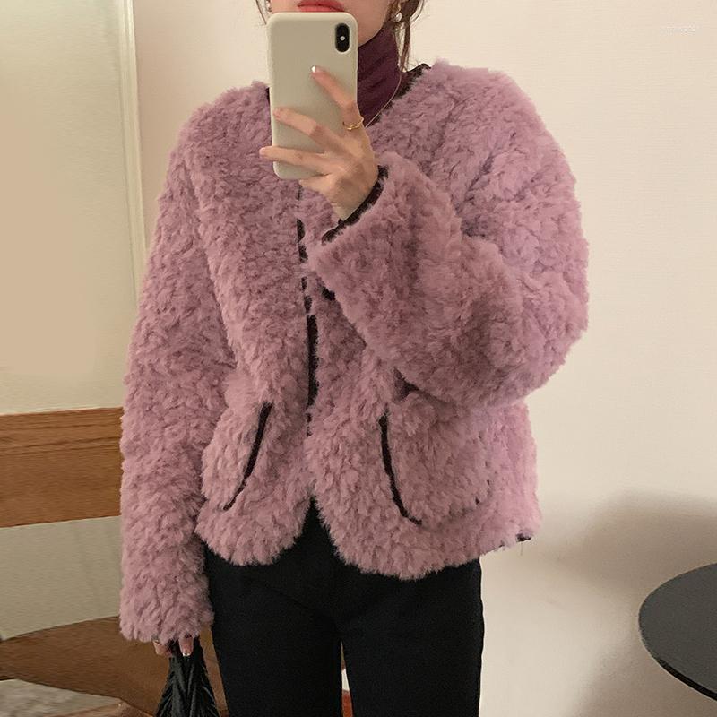 Women's Fur Korean Fashion Loose Fluffy Quilted Coats Female O Neck Long Sleeve Thickened Woman Coat Pocket Sweet Top Women Drop, Purple
Women's Fur Korean Fashion Loose Fluffy Quilted Coats Female O Neck Long Sleeve Thickened Woman Coat Pocket Sweet Top Women Drop, Purple