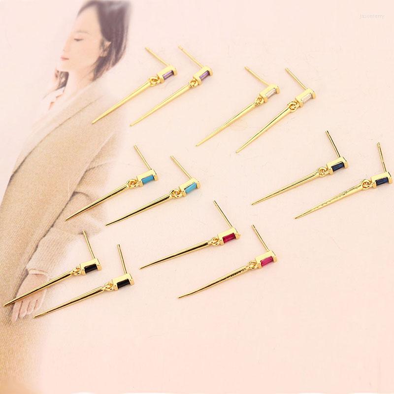 Hoop Earrings Black Rosered Blue Clear Zircon Slim Long Spike Piercing Drop Earring Pendiente Rock Punk Fashion European Wedding Jewelry
Hoop Earrings Black Rosered Blue Clear Zircon Slim Long Spike Piercing Drop Earring Pendiente Rock Punk Fashion European Wedding Jewelry