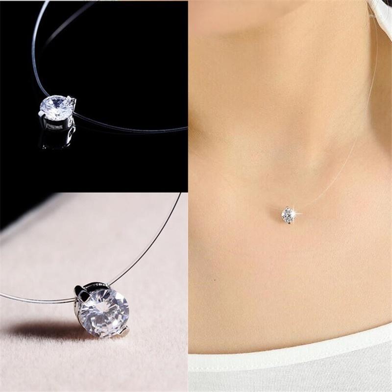 Pendant Necklaces Homod Silver Color Dazzling Zircon Necklace Transparent Invisible Fishing Line Clavicle Chain Jewelry YDJK235
Pendant Necklaces Homod Silver Color Dazzling Zircon Necklace Transparent Invisible Fishing Line Clavicle Chain Jewelry YDJK235