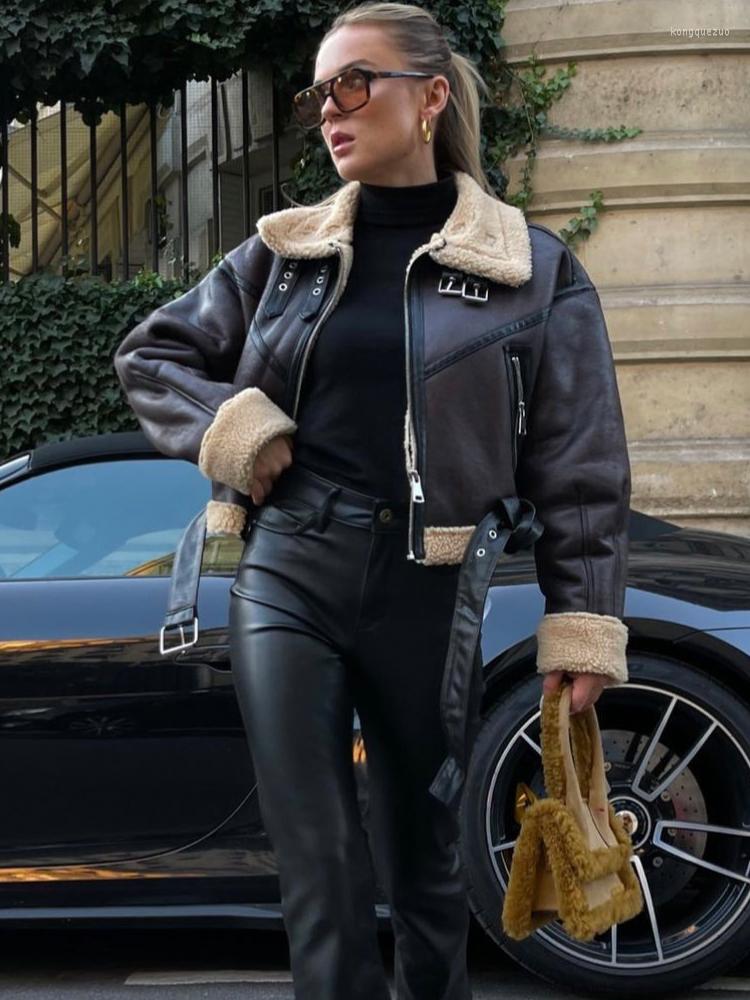 Women's Fur Women Fall Winter Faux Warm Lambswool Coats Chic Buckle Locomotive Lapel Vintage Brown PU Leather Motorcycle Jackets, Coffee
Women's Fur Women Fall Winter Faux Warm Lambswool Coats Chic Buckle Locomotive Lapel Vintage Brown PU Leather Motorcycle Jackets, Coffee