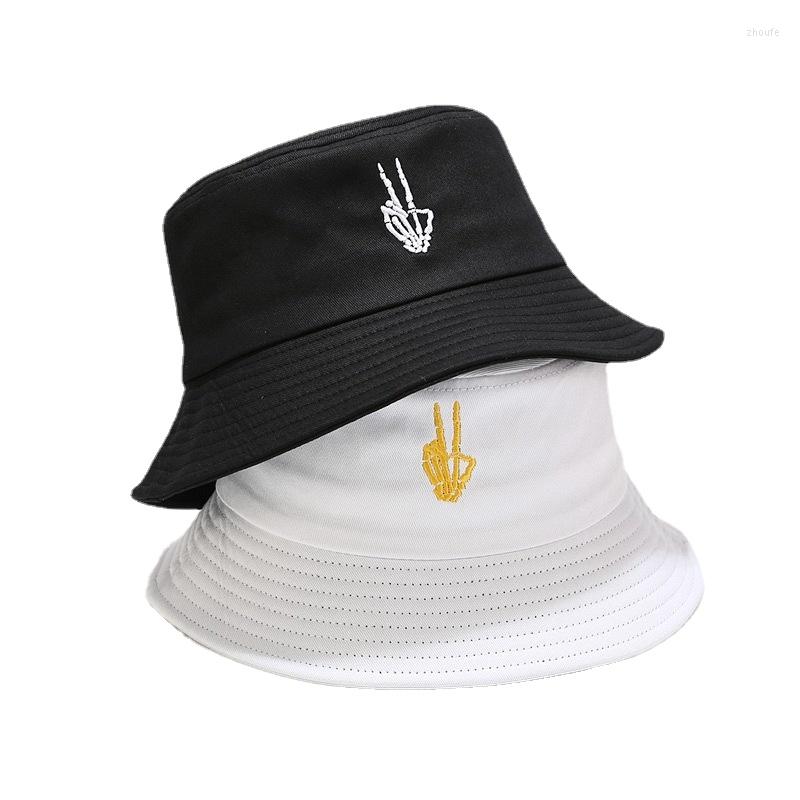 Berets Bucket-hats For Women Skeleton Hand Multicolor Cotton Panama Summer Sunshine Fisherman Embroidery Outdoor Anti-sun Female Hat, White
Berets Bucket-hats For Women Skeleton Hand Multicolor Cotton Panama Summer Sunshine Fisherman Embroidery Outdoor Anti-sun Female Hat, White