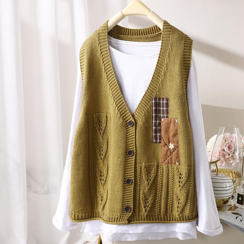 Women's Vests Spring And Autumn V-neck Patch Cloth Jacket Women's Sleeveless Overlay Loose Cuff Knit Top, Black
Women's Vests Spring And Autumn V-neck Patch Cloth Jacket Women's Sleeveless Overlay Loose Cuff Knit Top, Black