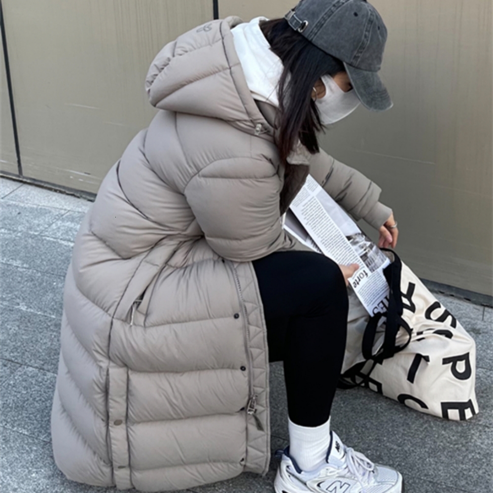 Women's Down Parkas White Goose Jacket Puffs Medium Length Tna Over Knee Super Thick Off Cap PUFF Bread Pole 221205
