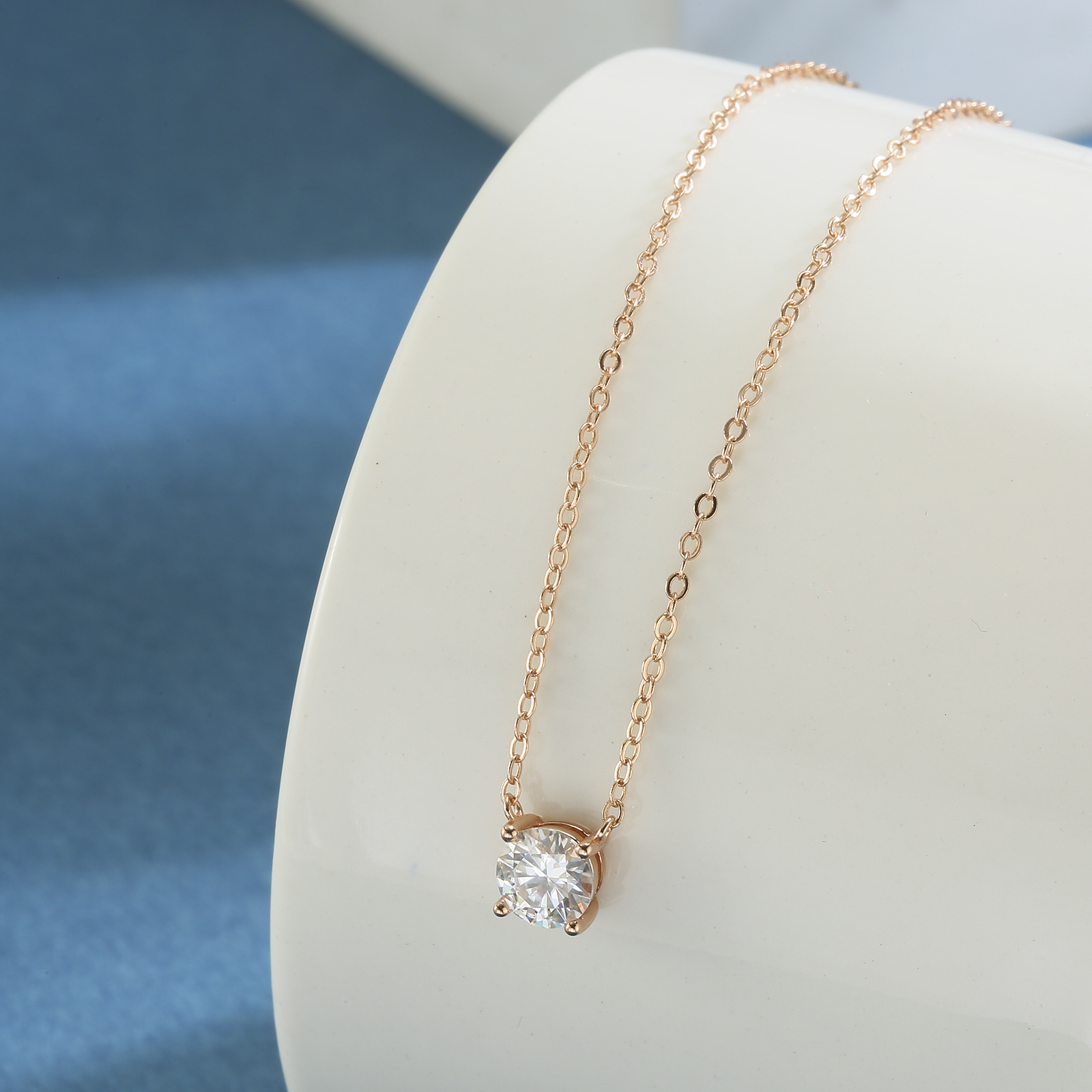 Pendant Necklaces Necklace for Women 1-2 Ct Sterling Silver Choker 18K White Gold Plated GH Color Lab Created Diamond Solitaire 221205