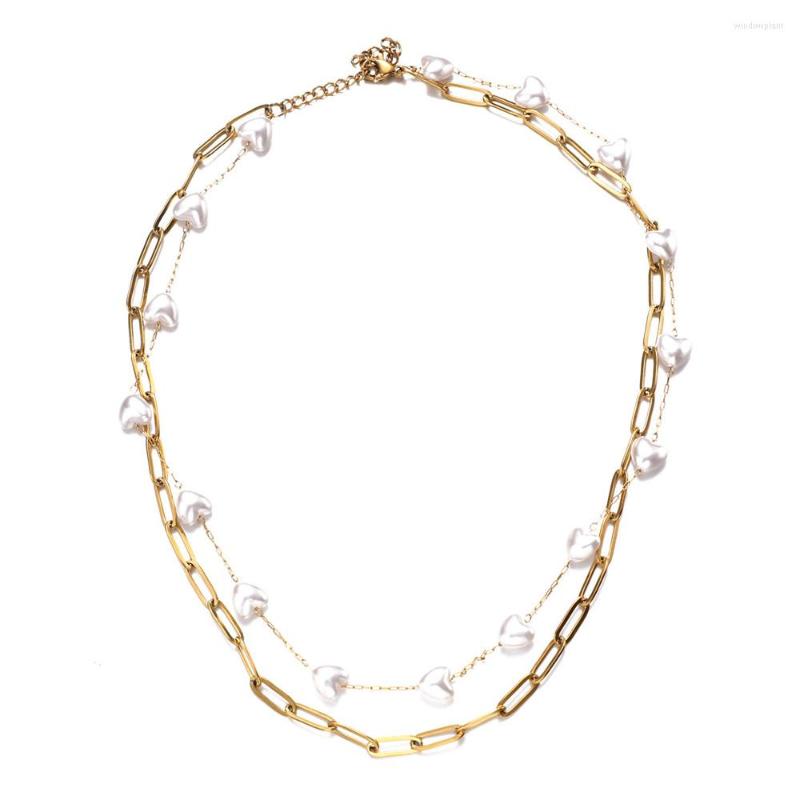 Choker MinaMaMa Multilayer Stainless Steel Link Chain Peach Heart Pearl Necklaces For Women Fashion Layered Necklace Jewelry
Choker MinaMaMa Multilayer Stainless Steel Link Chain Peach Heart Pearl Necklaces For Women Fashion Layered Necklace Jewelry