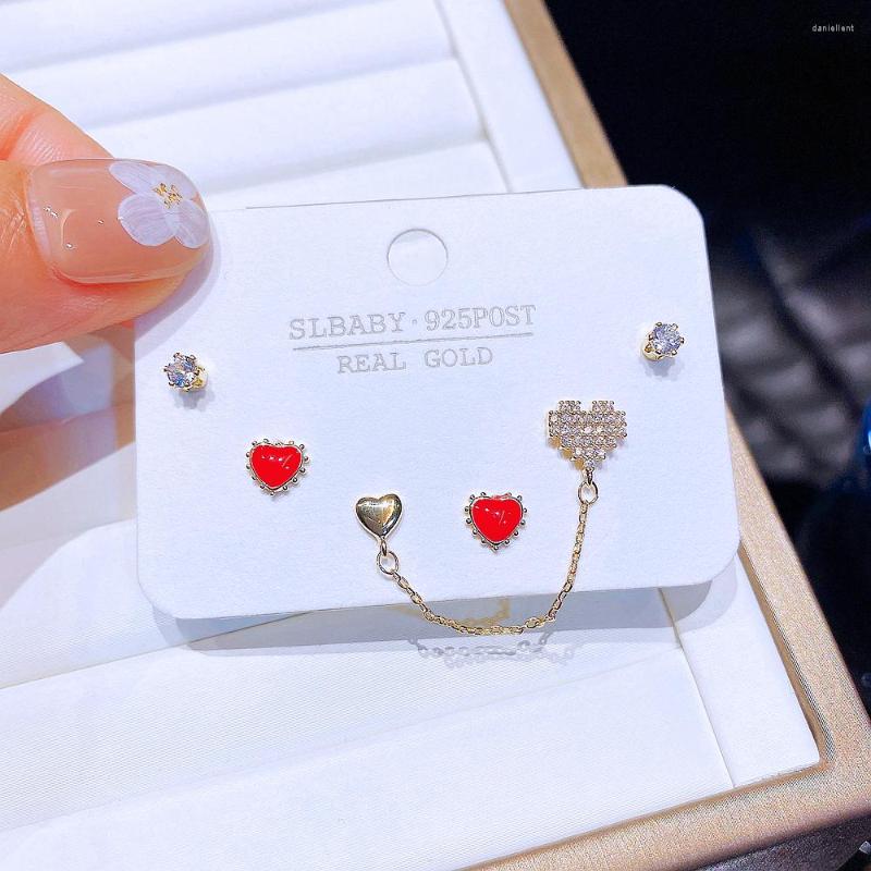 Stud Earrings Trendy 3 Pairs Red Heart Set Gold Color Plated Cubic Zirconia Women Jewelry
Stud Earrings Trendy 3 Pairs Red Heart Set Gold Color Plated Cubic Zirconia Women Jewelry