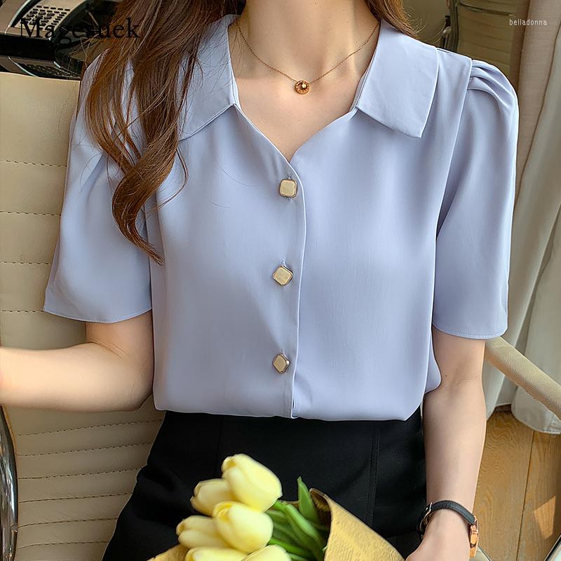 Women' Blouses White Blue Elegant Summer Blouse Women Fashion Chiffon Shirt Short Sleeve Button Tops Female Clothing Blusas 20238
Women' Blouses White Blue Elegant Summer Blouse Women Fashion Chiffon Shirt Short Sleeve Button Tops Female Clothing Blusas 20238