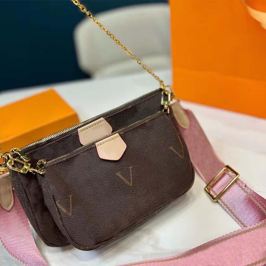 3Pcs Womens Shoulder Bags Designer Brand Handags Pueses Wallet Detachable Ladies Crossbody Totes 7colors Shoulder Straps with Letter Flower