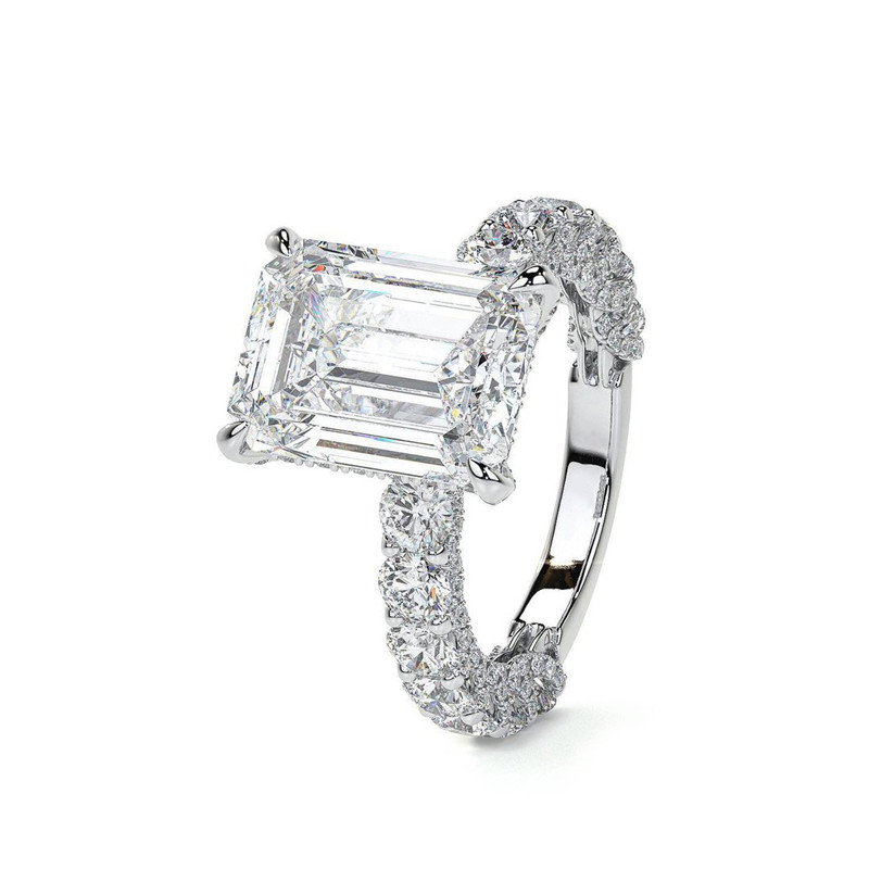 Luxury Jewelry Wedding Rings Sparkling 925 Sterling Silver Emerlad Cut White Topaz Diamonique CZ Diamond Gemstones Party Women Engagement Band Ring Fo