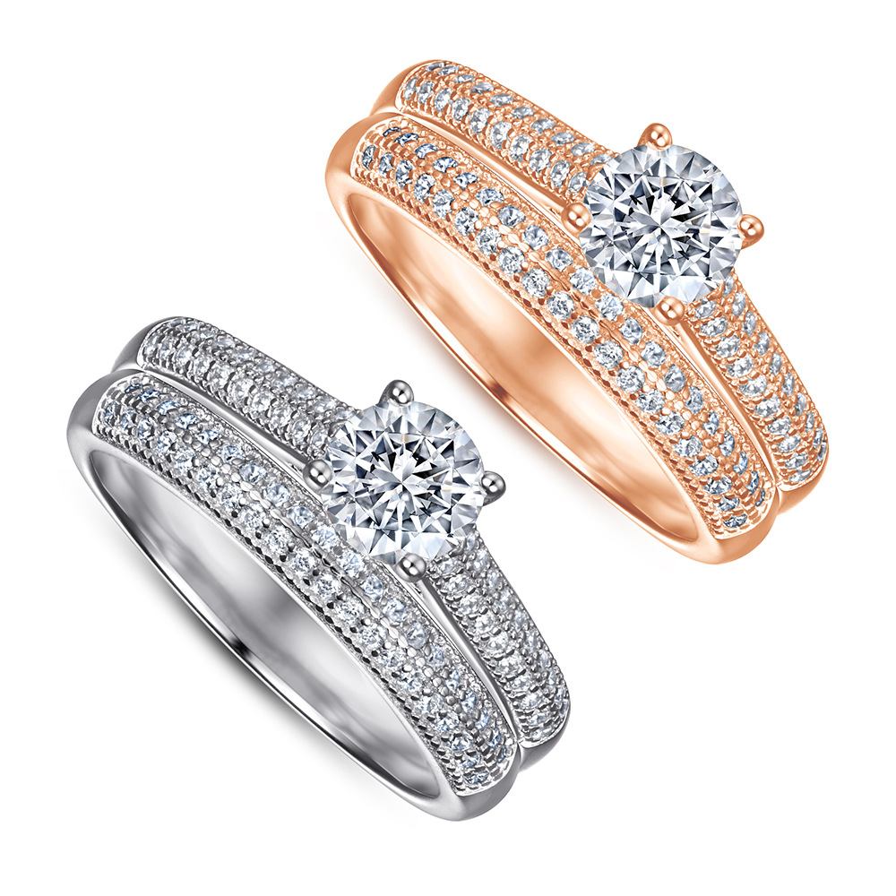 Wedding Accessories Pure Silver Engagement Rings 2PCS/Set Fadeless Single Round Diamond Birdal Ring Proposal Ring No Fading TL-044
Wedding Accessories Pure Silver Engagement Rings 2PCS/Set Fadeless Single Round Diamond Birdal Ring Proposal Ring No Fading TL-044