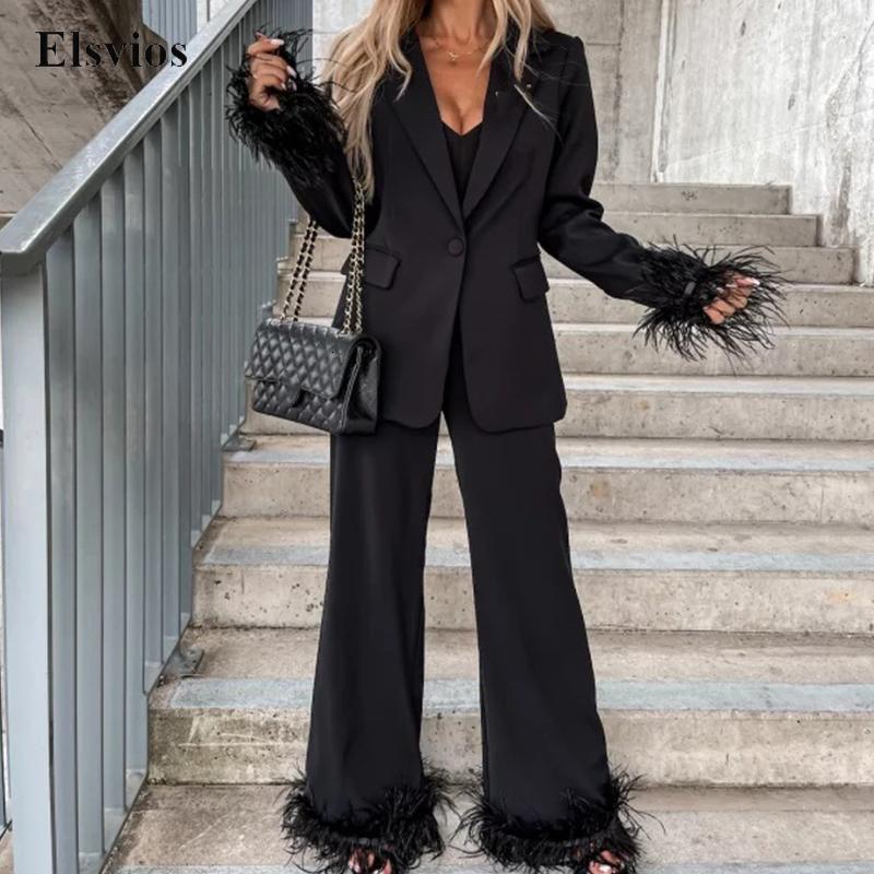 Womens Two Piece Pants Elegant Women Outfits Office Lady Suit Blazer Sets Fashion Feather Long Sleeve Tops And Casual High Waist Suits Streetwear 221206, 02 green
Womens Two Piece Pants Elegant Women Outfits Office Lady Suit Blazer Sets Fashion Feather Long Sleeve Tops And Casual High Waist Suits Streetwear 221206, 02 green