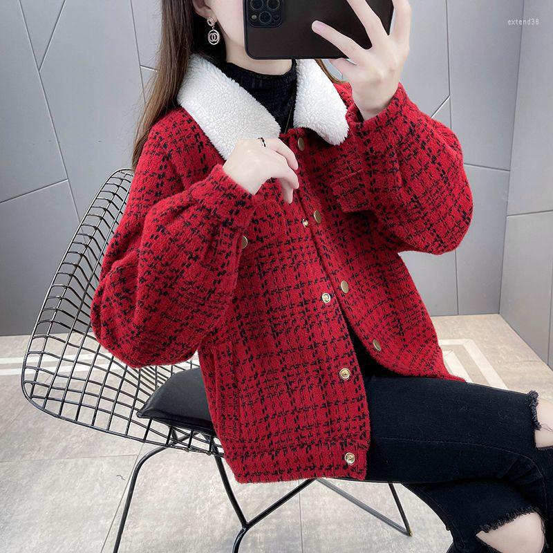 Women' Fur Winter Fashion Plaid Patchwork Lamb Coat Women' Imitation Mink Knittin Cardigan Female Jacket, Red
Women' Fur Winter Fashion Plaid Patchwork Lamb Coat Women' Imitation Mink Knittin Cardigan Female Jacket, Red