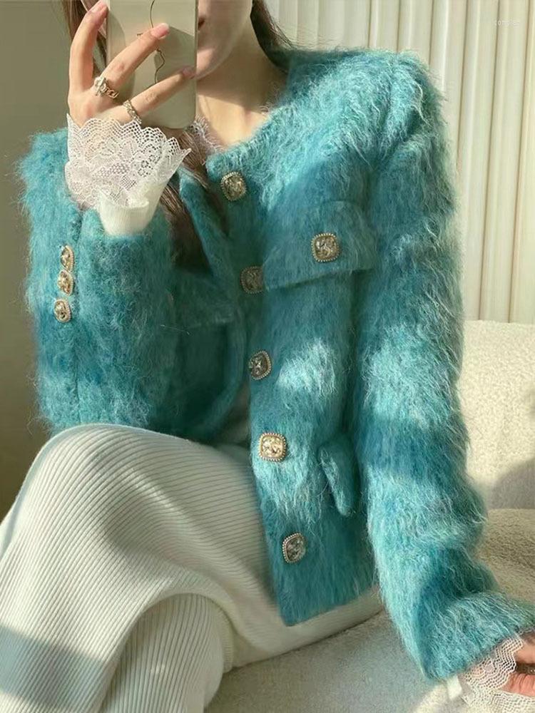 Women's Fur Fashion Blue Tweed Jacket Autumn Winter 2022 Chic O-neck Single Breasted Lamb Wool Jackets Long Sleeve Women Outwear
Women's Fur Fashion Blue Tweed Jacket Autumn Winter 2022 Chic O-neck Single Breasted Lamb Wool Jackets Long Sleeve Women Outwear