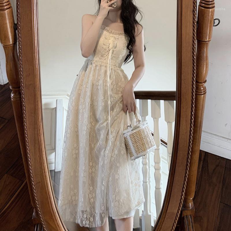Casual Dresses Lace Fairy Spaghetti Strap Dress Women Ruffled Midi Design Elegant Vintage Summer Sexy Korean Party For 2022
Casual Dresses Lace Fairy Spaghetti Strap Dress Women Ruffled Midi Design Elegant Vintage Summer Sexy Korean Party For 2022
