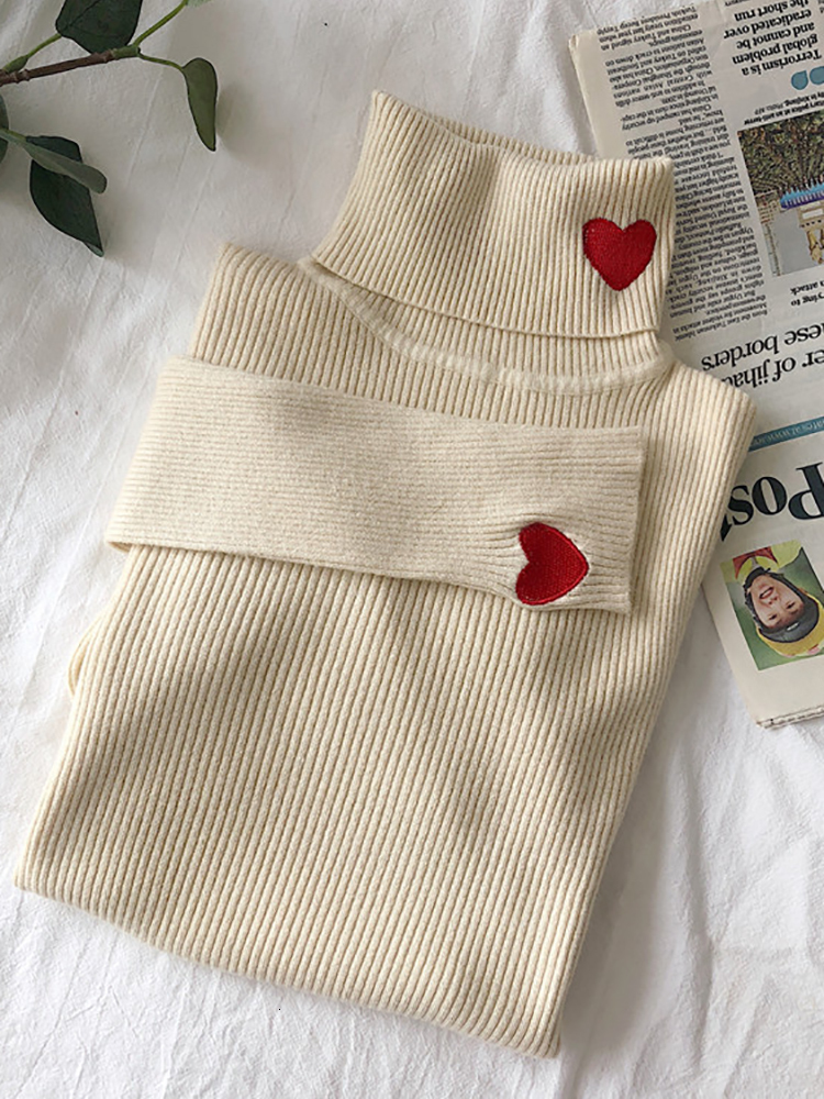 Women s Sweaters Knitted Sweater Ribbed Pullovers Heart Embroidery Turtleneck Autumn Winter Basic Fit Soft Warm Tops 221206, Beige
Women s Sweaters Knitted Sweater Ribbed Pullovers Heart Embroidery Turtleneck Autumn Winter Basic Fit Soft Warm Tops 221206, Beige