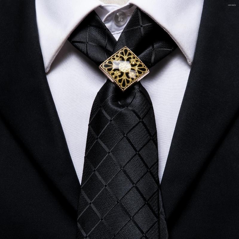 Bow Ties Hi-Tie Black Plaid Men's Tie Set Silk For Men Gold Ring Fashion Design Hanky Cufflinks Wedding Quality Necktie
Bow Ties Hi-Tie Black Plaid Men's Tie Set Silk For Men Gold Ring Fashion Design Hanky Cufflinks Wedding Quality Necktie