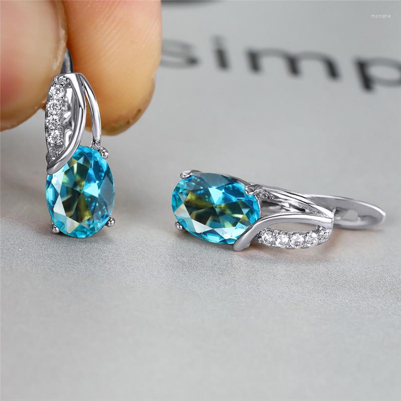 Hoop Earrings Aqua Blue Zircon Oval Stone Multicolor Crystal Charm Silver Color Wedding For Women Boho Jewelry
Hoop Earrings Aqua Blue Zircon Oval Stone Multicolor Crystal Charm Silver Color Wedding For Women Boho Jewelry