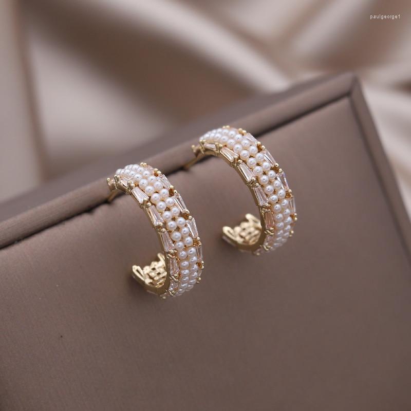 Hoop Earrings Korean Design Fashion 14K Gold Plated C-type Zircon Pearl EarringsElegant Women's Daily Work Accessories
Hoop Earrings Korean Design Fashion 14K Gold Plated C-type Zircon Pearl EarringsElegant Women's Daily Work Accessories