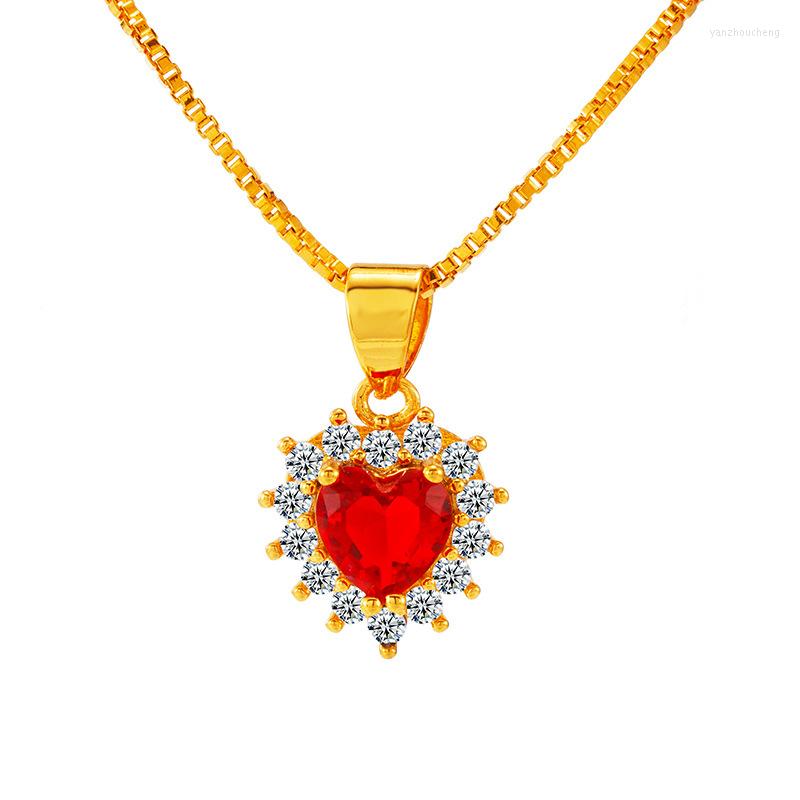 Pendant Necklaces Real 24K Gold Green Red Crystal Love Heart Jewelry Chain & Link Wedding Necklace For Women 2022
Pendant Necklaces Real 24K Gold Green Red Crystal Love Heart Jewelry Chain & Link Wedding Necklace For Women 2022