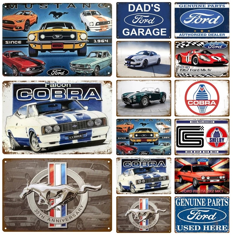Mustang Metal Painting Poster Tin Sign Plate Wall Posters Vintage Retro Aesthetic Room Pub Club Decor Wall Art Decoration Man Cave 20cmx30cm Woo