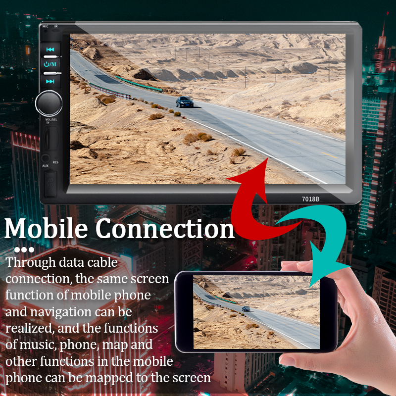 Car Radio Bluetooth Stereo Receiver 7" Touch Screen Stereo FM Audio MP5 Player SD USB With / Without Camera HD