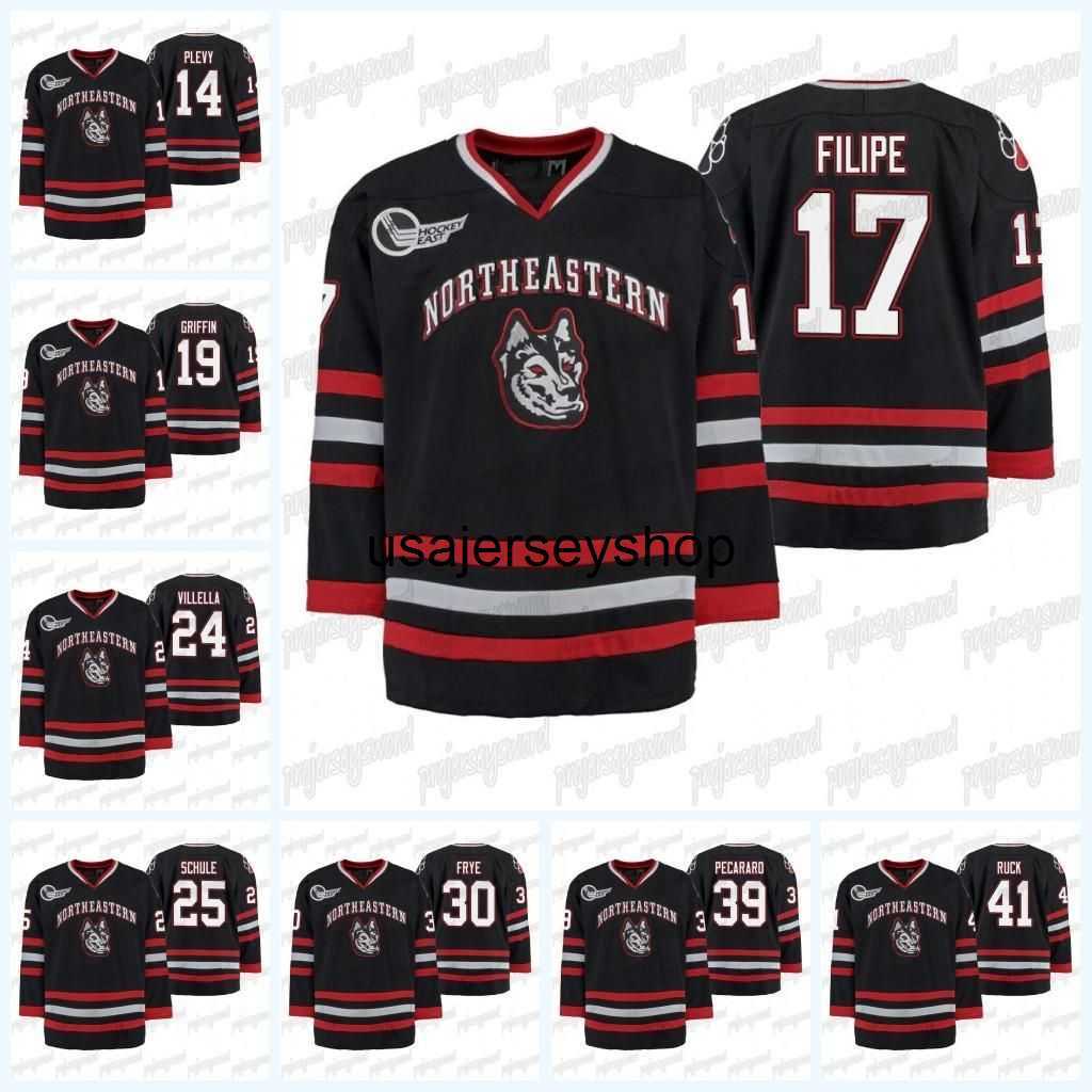 hockey jersey Northeastern Huskies Black Ice Tournament Replica Away Filipe Ryan Solomon Cayden Primeau Shea John Picking Jeremy