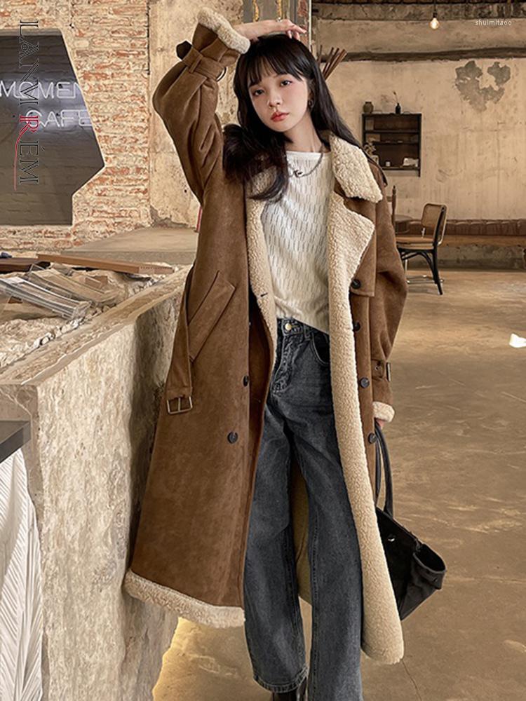 Women' Fur LANMREM Spliced Lamb Wool Overcoat For Women Lapel Double Breasted Long Sleeve Loose Warm Coats Winter Clothing 2L2076, Brown
Women' Fur LANMREM Spliced Lamb Wool Overcoat For Women Lapel Double Breasted Long Sleeve Loose Warm Coats Winter Clothing 2L2076, Brown