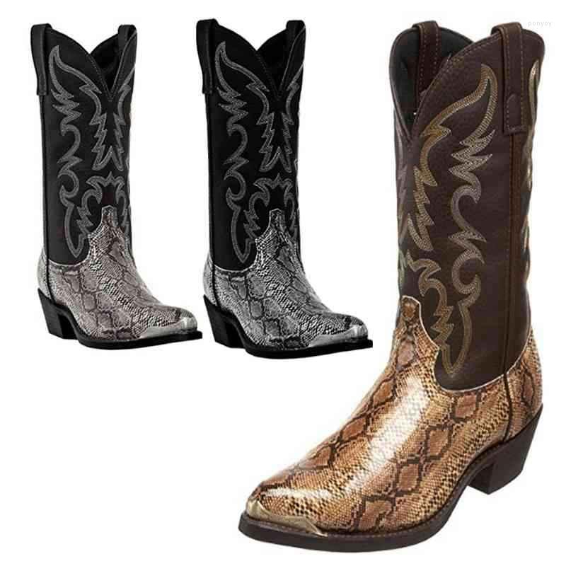 Boots Cowboy For Men Shoes Vintage Motorcycle Knight Snake Embroidery Pattern Leather Pointed Toe Mid Calf Men's Santiags, Brown
Boots Cowboy For Men Shoes Vintage Motorcycle Knight Snake Embroidery Pattern Leather Pointed Toe Mid Calf Men's Santiags, Brown