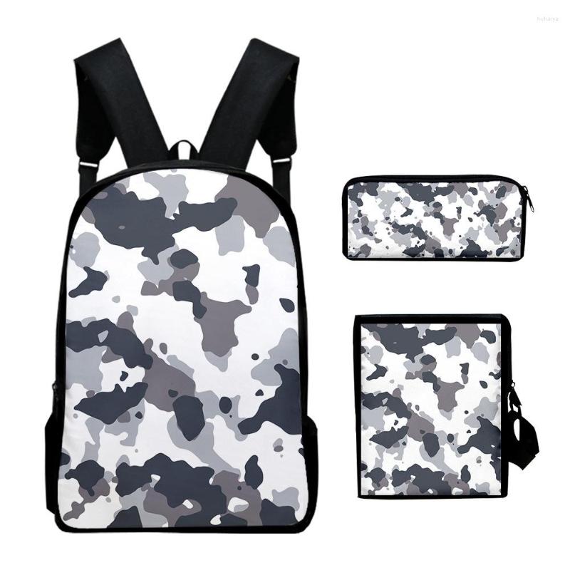 

Backpack Trendy Fashion Camouflage 3D Print 3pcs/Set Pupil School Bags Laptop Daypack Inclined Shoulder Bag Pencil Case