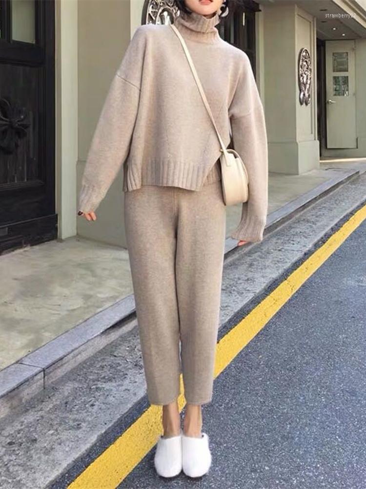 Women's Two Piece Pants Autumn Winter 2 Pieces Women Sets Knitted Tracksuit Turtleneck Sweater And Casual Haren Pullover Female Suits 2022, Oatmeal
Women's Two Piece Pants Autumn Winter 2 Pieces Women Sets Knitted Tracksuit Turtleneck Sweater And Casual Haren Pullover Female Suits 2022, Oatmeal