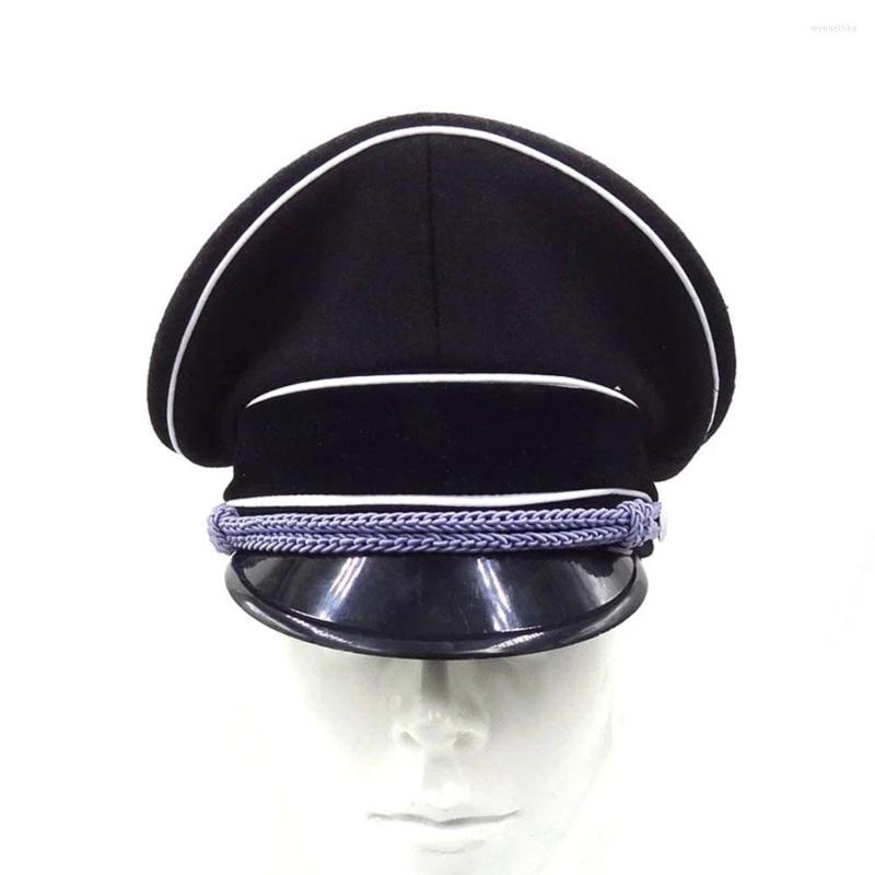 Berets WWII German Germany Elite Officer Wool Hat Visor Cap Silver Cord Black, Picture shown
Berets WWII German Germany Elite Officer Wool Hat Visor Cap Silver Cord Black, Picture shown