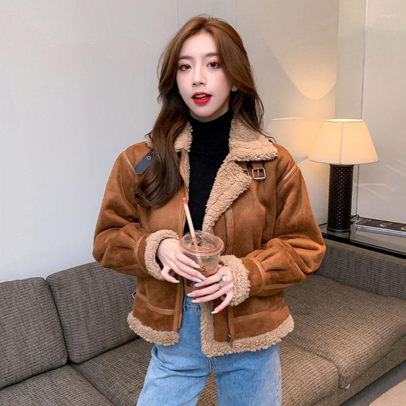 Women' Fur 2023 Autumn Winter Zippered Jacket Women Overcoat Loose Polo Collar One Thick Parka Female Outwear Motorcycle Short Coat, Color on the picture
Women' Fur 2023 Autumn Winter Zippered Jacket Women Overcoat Loose Polo Collar One Thick Parka Female Outwear Motorcycle Short Coat, Color on the picture