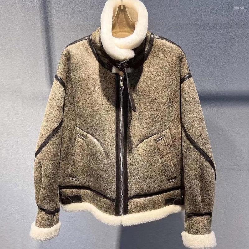 Women' Leather Ladies Shearling Jacket Female Mongolia Lamb Fur Coat Real Sheep Cloth, As show
Women' Leather Ladies Shearling Jacket Female Mongolia Lamb Fur Coat Real Sheep Cloth, As show