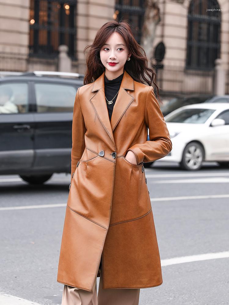 Women' Leather 2022 Genuine Women' Mid Length Spring And Autumn Haining Sheepskin Windbreaker Slim Coat, Agate yellow
Women' Leather 2022 Genuine Women' Mid Length Spring And Autumn Haining Sheepskin Windbreaker Slim Coat, Agate yellow