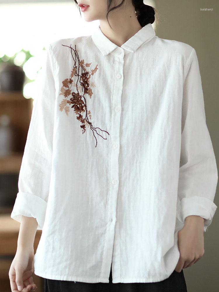 Women's Blouses Johnature Women Vintage Embroidered Cotton Blended Shirt Turndown Collar Casual Long Sleeve Blouse 2022 Spring Loose Shirts, White
Women's Blouses Johnature Women Vintage Embroidered Cotton Blended Shirt Turndown Collar Casual Long Sleeve Blouse 2022 Spring Loose Shirts, White