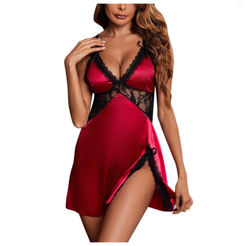 Women's Sleepwear 25# Lace Women Nightgown Erotic Lingerie Sexy Hollow Out Mesh Night Dress Plus Size Woman Nightie Nightdress
