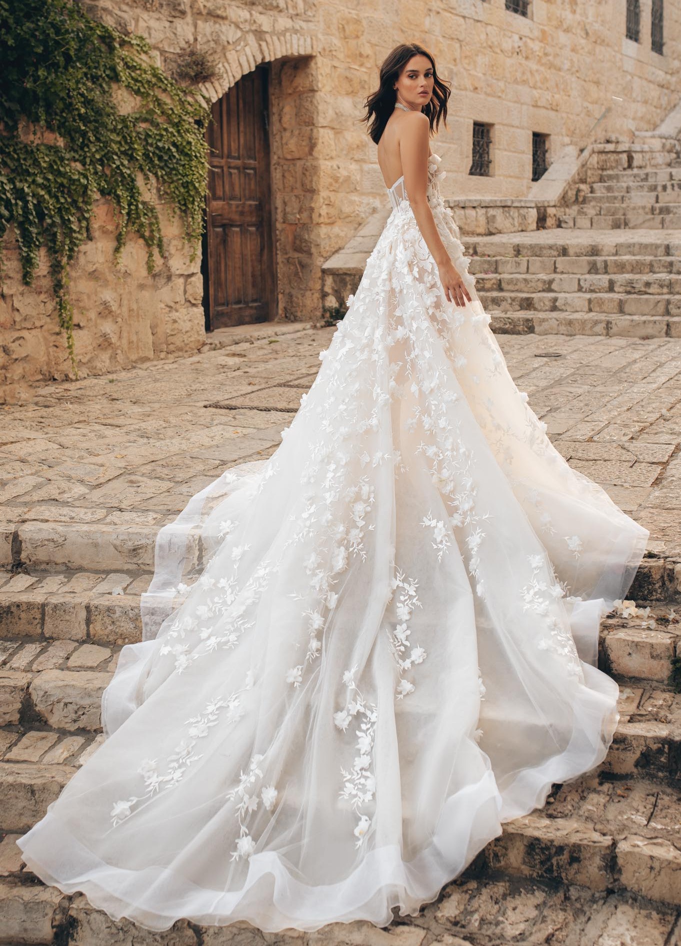 Berta 3D Wers Wedding Dresses Lace Bridal Gowns Strapless Necke A E Sweep Train Tulle Vestido De Novia 6660305