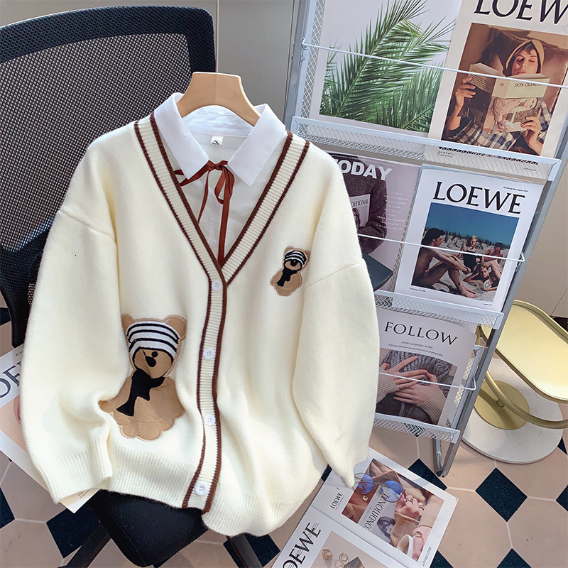 Women Knits Tees High Quality Anime Cardigan Preppy Style Sweaters Fashipn Spliced Coats Puff Sleeve Single Breasted Knitted Jackets 221206, Creamy-white
Women Knits Tees High Quality Anime Cardigan Preppy Style Sweaters Fashipn Spliced Coats Puff Sleeve Single Breasted Knitted Jackets 221206, Creamy-white