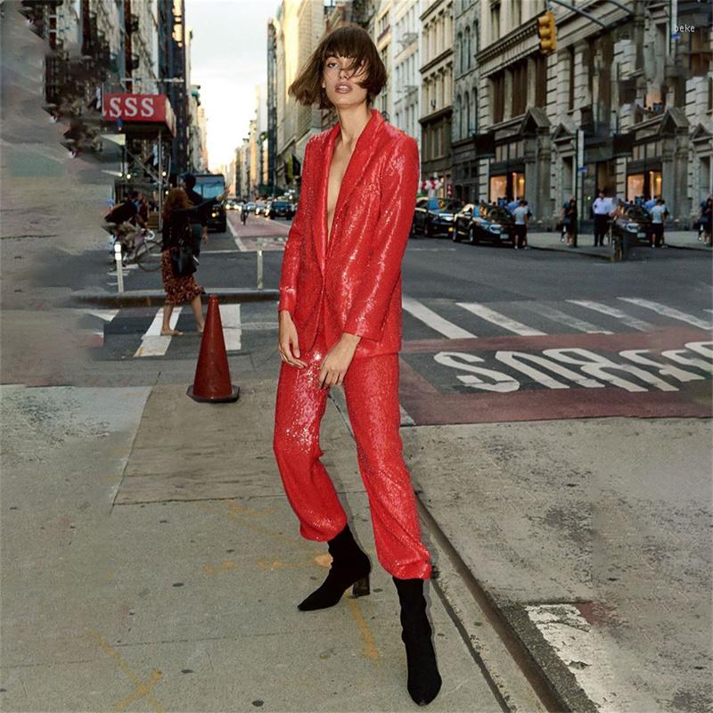 Women' Two Piece Pants Women Outfits2022 In Red Sequin Suit Coat Korean Fashion Performance High Quality Trend Party Dress Sets, Trousers
Women' Two Piece Pants Women Outfits2022 In Red Sequin Suit Coat Korean Fashion Performance High Quality Trend Party Dress Sets, Trousers