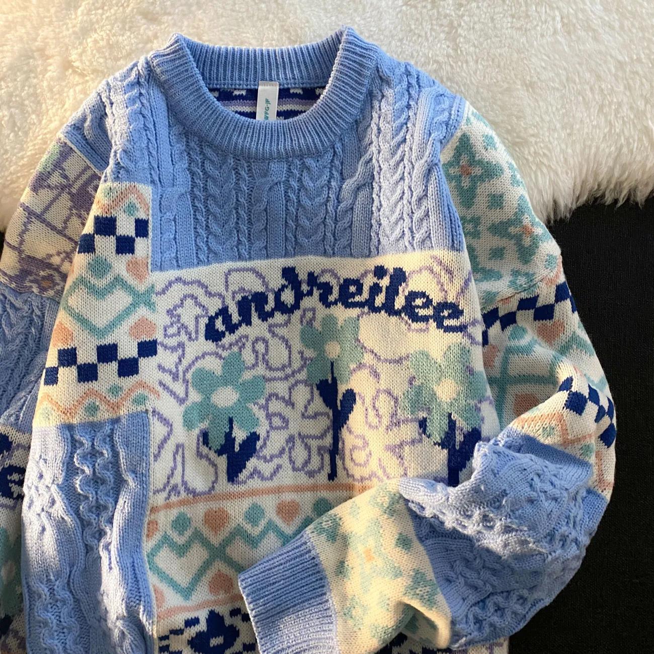 Women Sweaters Sky Blue Winter Tops Vintage Flower Women Hip Hop Knitted Jumper Streetwear Harajuku Loose Fashion Pullovers 221206, Style2 brown
Women Sweaters Sky Blue Winter Tops Vintage Flower Women Hip Hop Knitted Jumper Streetwear Harajuku Loose Fashion Pullovers 221206, Style2 brown
