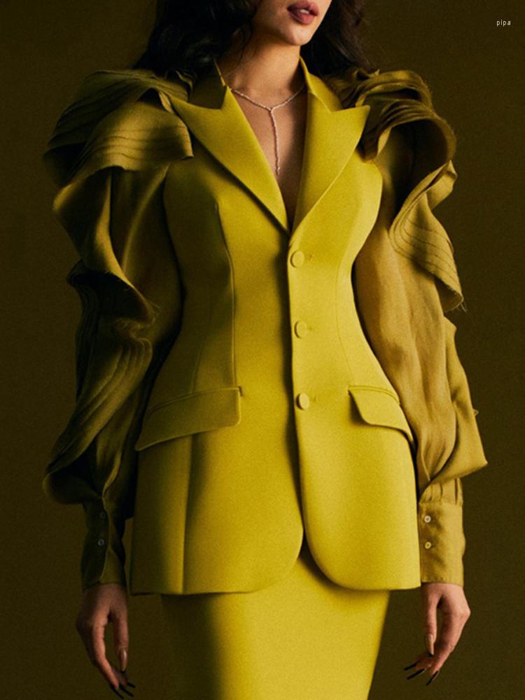 Women' Suits Autumn 2022 Runway Style Elegant Design Sense Suit Women' Long Sleeve Mesh Splicing Solid Color Personality Coat Women
Women' Suits Autumn 2022 Runway Style Elegant Design Sense Suit Women' Long Sleeve Mesh Splicing Solid Color Personality Coat Women