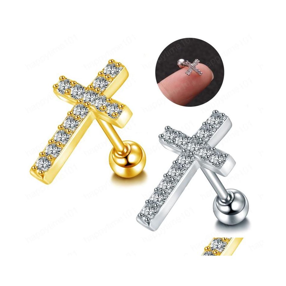 Stud Cross Shape Cz Cartilage Stud Earring Cubic Zirconia Helix Tragus Conch Screw Back Ear Piercing Jewelry Drop Delivery Earrings Dhfur
Stud Cross Shape Cz Cartilage Stud Earring Cubic Zirconia Helix Tragus Conch Screw Back Ear Piercing Jewelry Drop Delivery Earrings Dhfur
