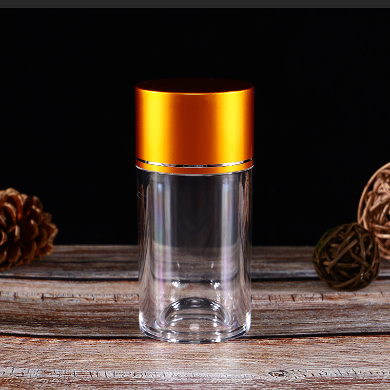 Clear Plastic Packaging Jar Acrylic Candy Food Can with Gold Lid 60ml 100ml Medicine Bottle for Health Products