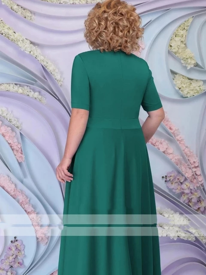 Plus Size Mother Of The Bride Dresses Suits With Lace Jacket 3/4 Long Sleeves Ankle Length Groom Mom Wedding Party Gowns Crew Neck Elegant Evening Pro