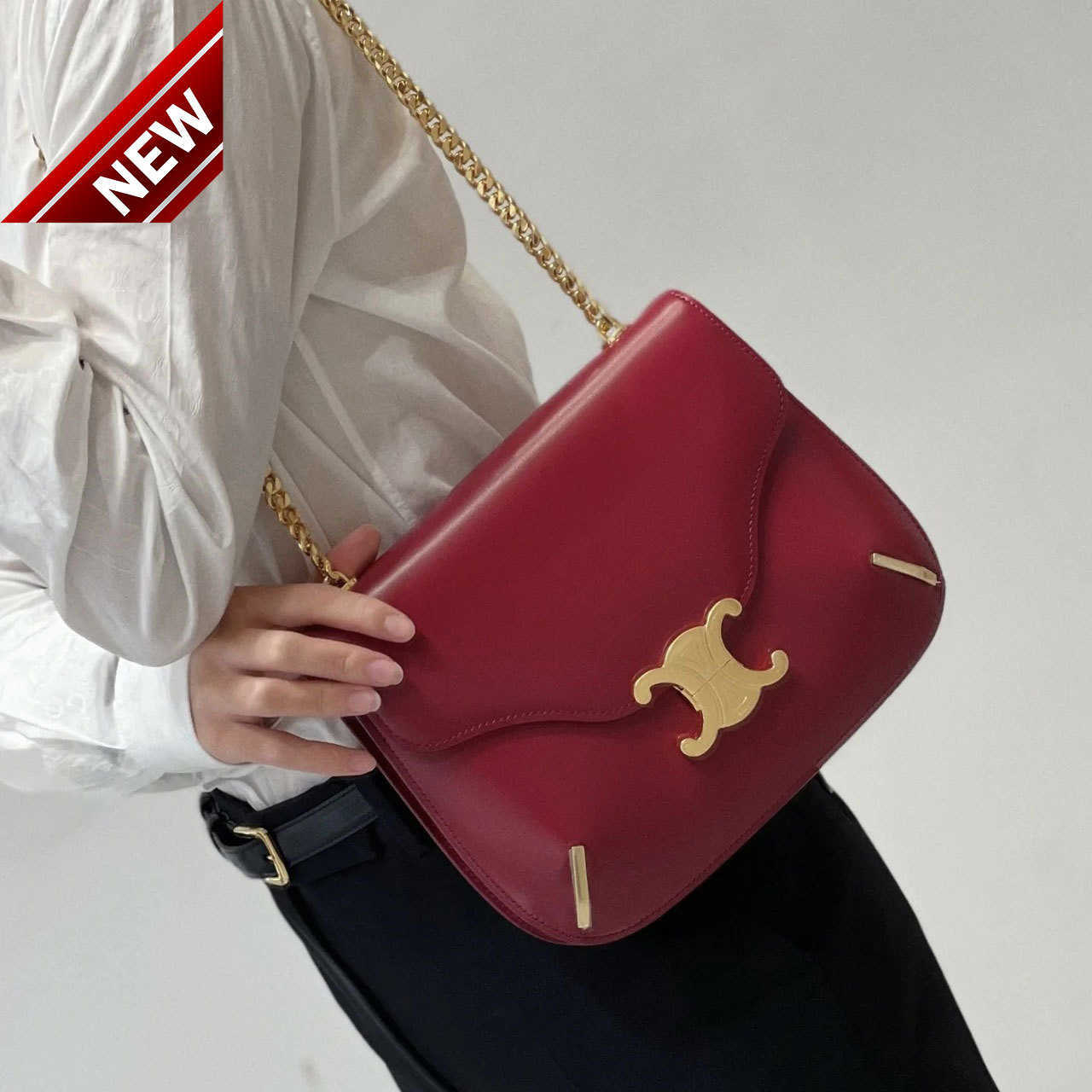 Women's Designer Bags Triumphal Arch Underarm Bag High Level Capacity Single Shoulder Chain Small Design Versatile Leather Factory Direct Sales, Black4
Women's Designer Bags Triumphal Arch Underarm Bag High Level Capacity Single Shoulder Chain Small Design Versatile Leather Factory Direct Sales, Black4
